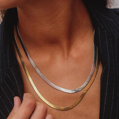 Fashion Snake Chain Necklace Stainless Steel Gold Color