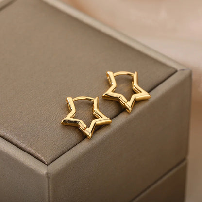 Luxury Star Earrings for Women: Stainless Steel Minimalist Hoops