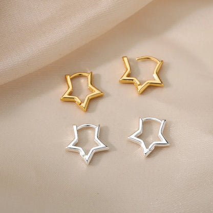 Luxury Star Earrings for Women: Stainless Steel Minimalist Hoops