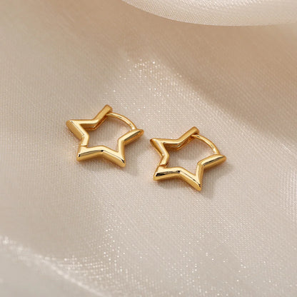 Luxury Star Earrings for Women: Stainless Steel Minimalist Hoops