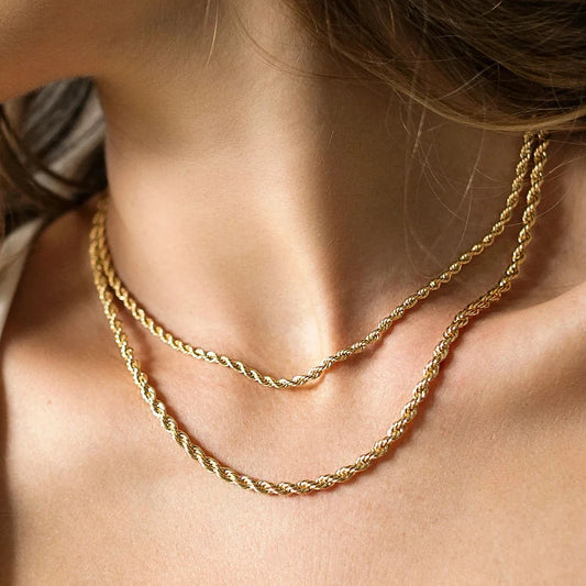 Gold Stainless Steel Rope Chain Necklace